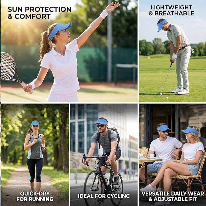 Topbuti Sports Sun Visor Hats for Women Men Adjustable Cotton Beach Baseball Tennis Golf Hat Caps UV Protection Visors