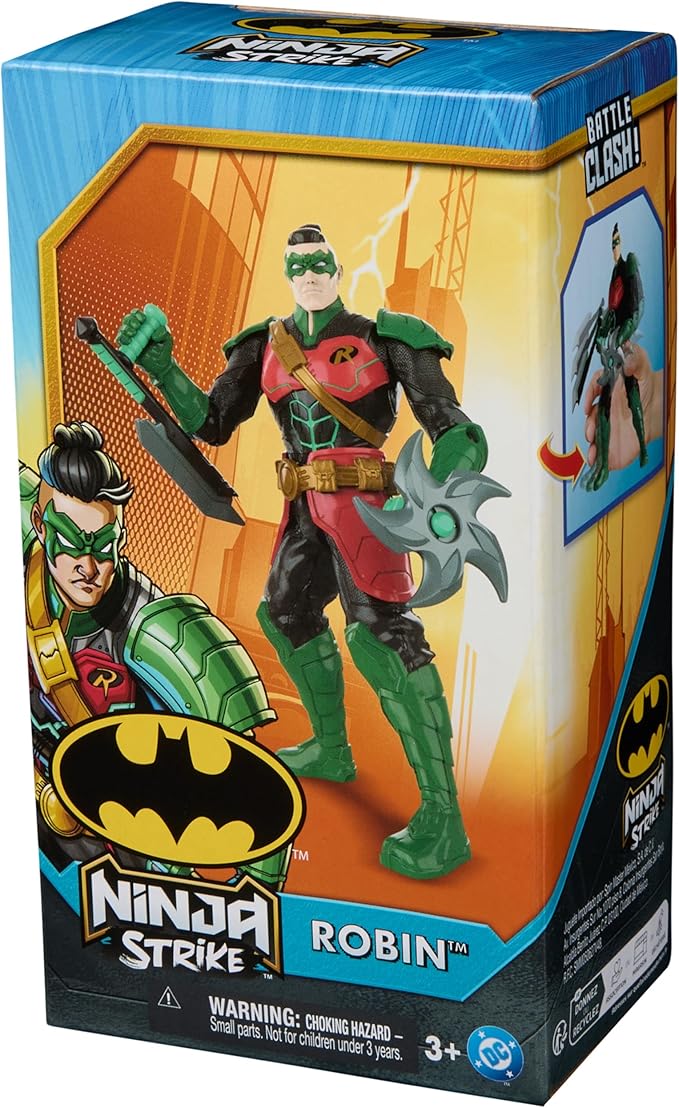 DC Comics, Batman™ Battle Clash 6” Ninja Strike Robin Action Figure with 2 Ninja Accessories, Super Hero Kids Toys for Boys and Girls Ages 3 & Up