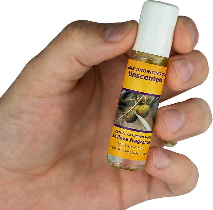 Unscented Holy Land Anointing Oil from Israel, 1/4 oz Roller Bottle from Jerusalem, Locally Sourced Virgin Olive Oil & Essences, Gift for Pastors, Priests, Rabbi, & Clergy, Aceite Ungido Sin Perfume