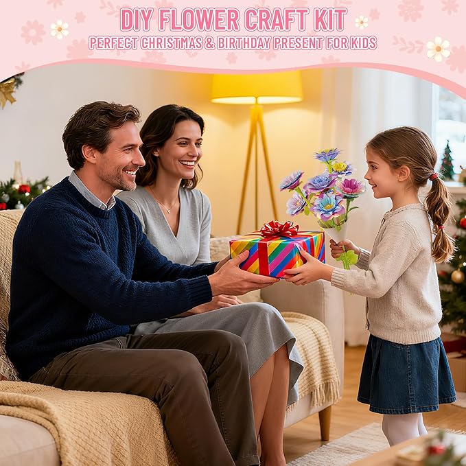 Crafts for Girls 8-12,Craft Kits DIY Fabric Flower Bouquet,Build Your Own Flowers,Toys for 8-12 Years Old,Educational Arts & Crafts Activity, Gardening Pretend Play, 8-12 Year Old Girl Birthday Gifts