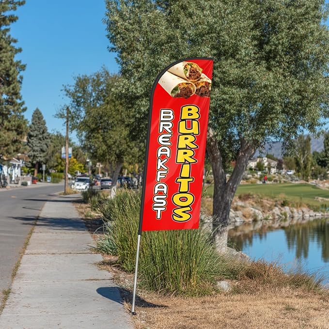 Burritos Feather Flag for Storefronts Fairs,6 FT (Flagpole Not Included) | Business Advertising Flag