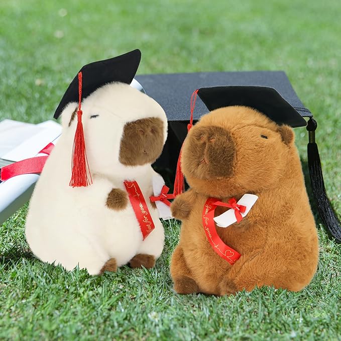 TXDRRA 7.8-Inch Graduation Capybara Plush – 2025 PhD Capybara Stuffed Animal Gift for Graduates, Friends & Capybara Fans – Graduation Keepsake & Party Decoration (Brown 8)