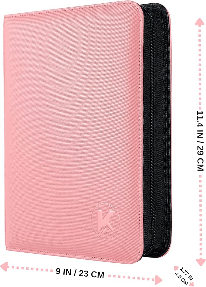 Top loader Binder, Holds 128+ Toploaders, 4 Pocket Top Loader Card Storage Case, Double-Sided Pockets for trading card in 3 x 4'' Toploaders(Pink)