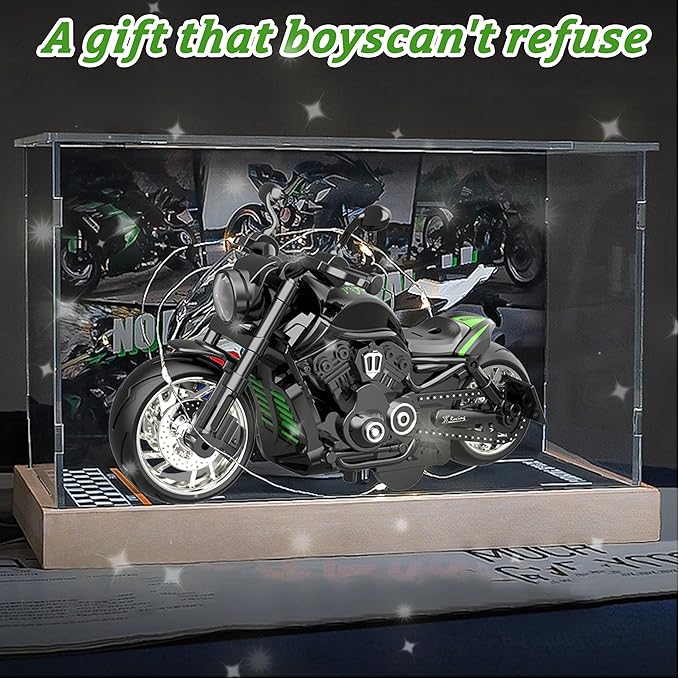 Motorcycle Toy for Metal Die-cast, Toy Motorcycle with Lights, Sounds & Automatic Drive for Boys & Girls Aged 3-12(Green)