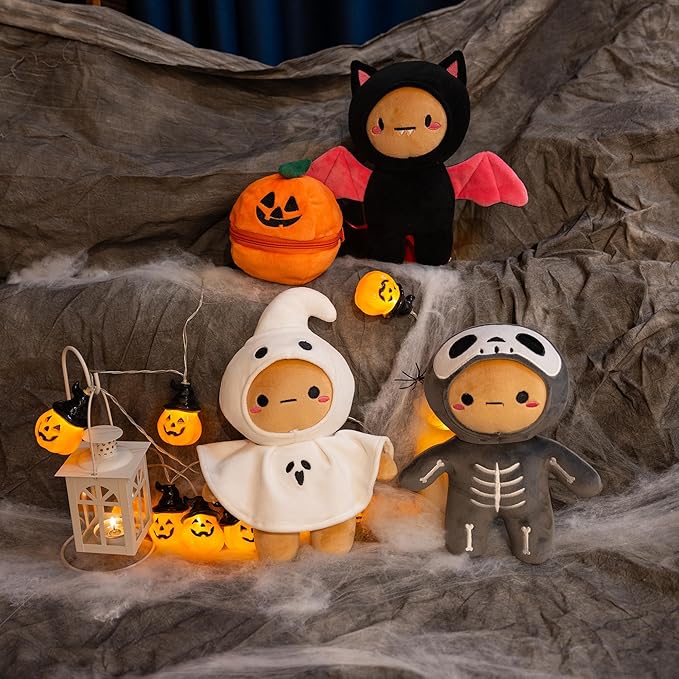 Plushland 10 Inch Halloween Plush Toys Bat, Skeleton,Ghost Spooky Stuffed Animal Stuffies Soft Trick or Treat Party Decor Stuffy for Kids Adults (Ghostie Boo)