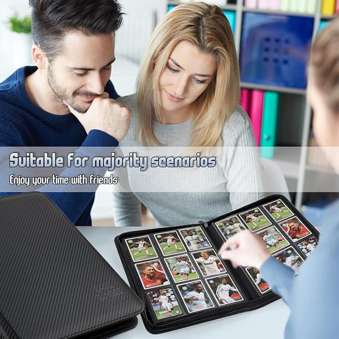 Trading Card Binder, Premium 9 Pocket Double Sided 540 Pocket PU Card Collection Binder, Collectible Trading Card Albums for MTG, TCG, Sport Card, Game Cards (Black 1)