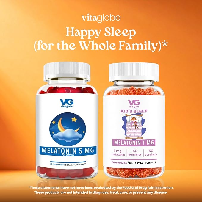 VITA GLOBE Melatonin Gummies 5mg, Sleep Aid Gummies, Non-GMO, Vegan and Sleep Aid Supplement, Supports Relaxation & Healthy Sleep Cycle, 50 Count Sleep Aid Gummy (Pack of 1)