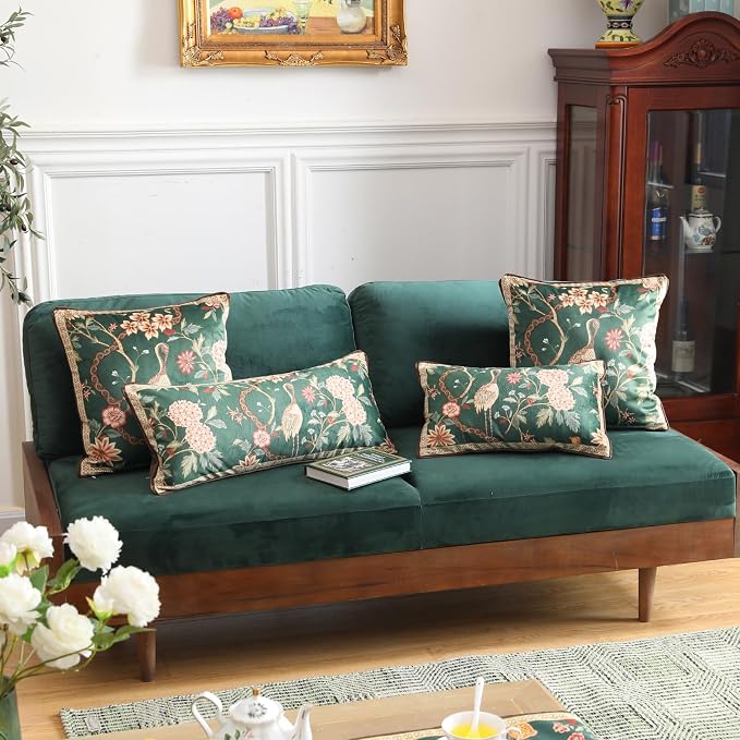 Designer French Velvet Throw Pillow Cover,Set of 2,20"x12"-Mitchell | Pillow Cover,Concealed Zipper Design,Dragonfly Pattern,Sofas,Bedroom,Living Room,Lounge Chairs,All Season Home Decor