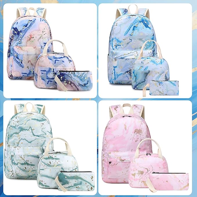 Bluboon Teen Girls School Backpack Kids Bookbag Set with Lunch Box Pencil Case Travel Laptop Backpack Casual Daypacks (Pink)