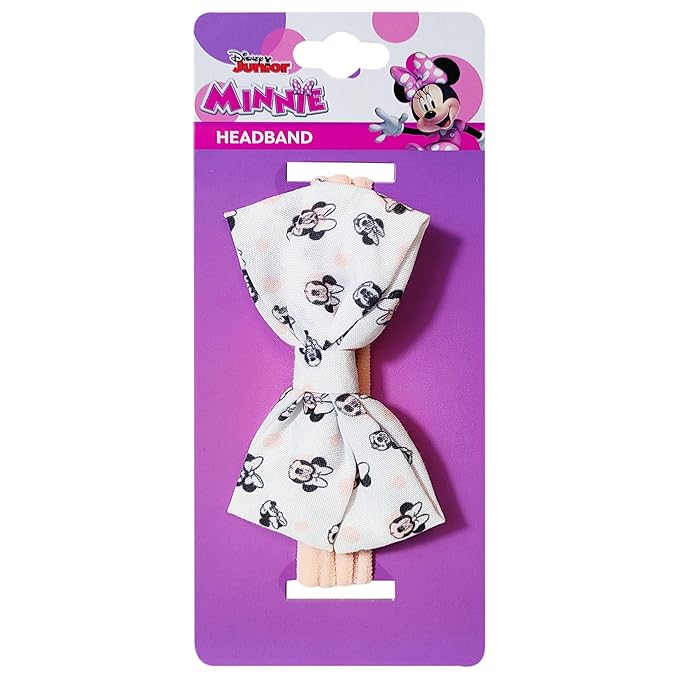 LUV HER Disney Minnie Mouse Headband Bows – Soft Elastic Hair Accessories for Newborn & Baby Girls, Colorful Printed Headbands