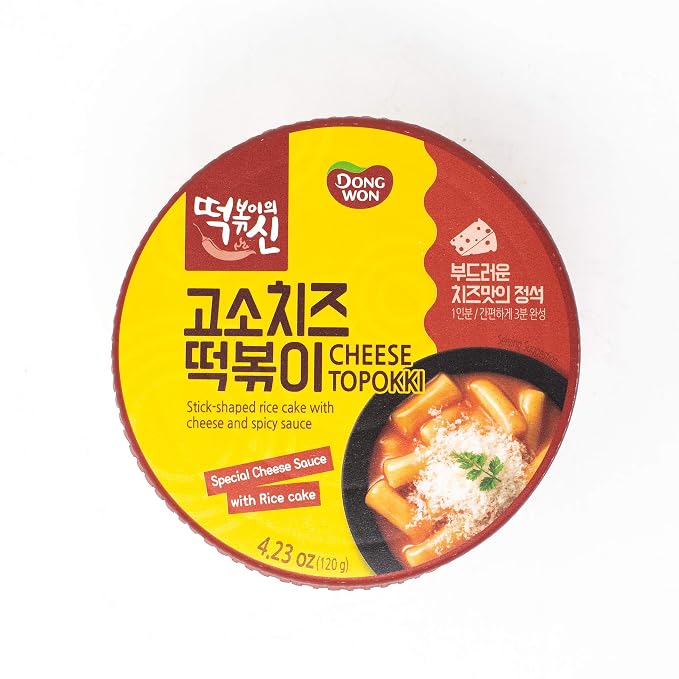 Dongwon Topokki Korean Stick-shaped Rice Cake with Cheese and Spicy Sauce, 4.23 oz
