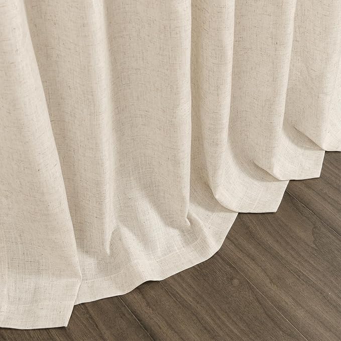 Linen Curtains 108 Inches Long for Living Room Modern Farmhouse Decor Light Filtering Semi Sheer Curtain Back Tab Luxury Neutral Rustic Floor to Ceiling High Window for Bedroom 52x108, 2 Panels