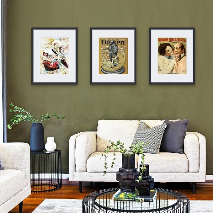 Picrit 16x20 Picture Frame Set of 12, Display Photos 11 x 14 with Mat or 16 x 20 without Mat, Wall Gallery Poster Frames Display for Home Decor, Black