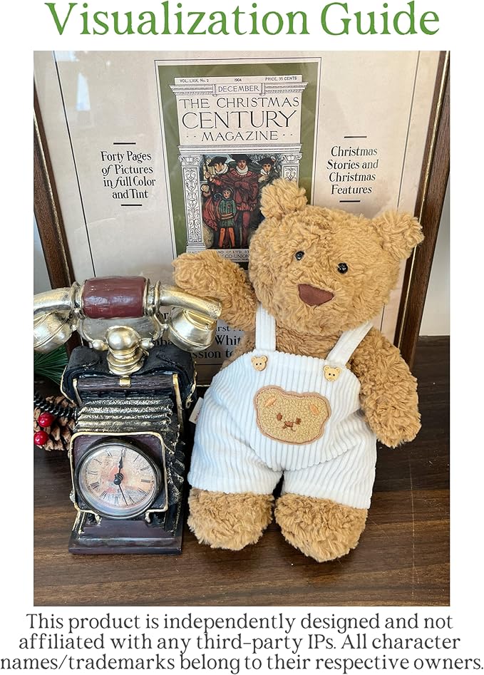 9-12''/30cm Stuffed Animal Doll Clothes Striped Shirt & White Overalls Set for Bashful Bunny and Teddybear(NO Doll)