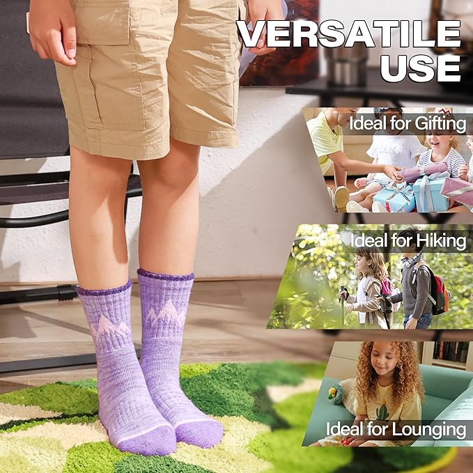 ANTSANG Kids Toddlers Boys Girls Merino Wool Hiking Athletic Thermal Warm Winter Socks