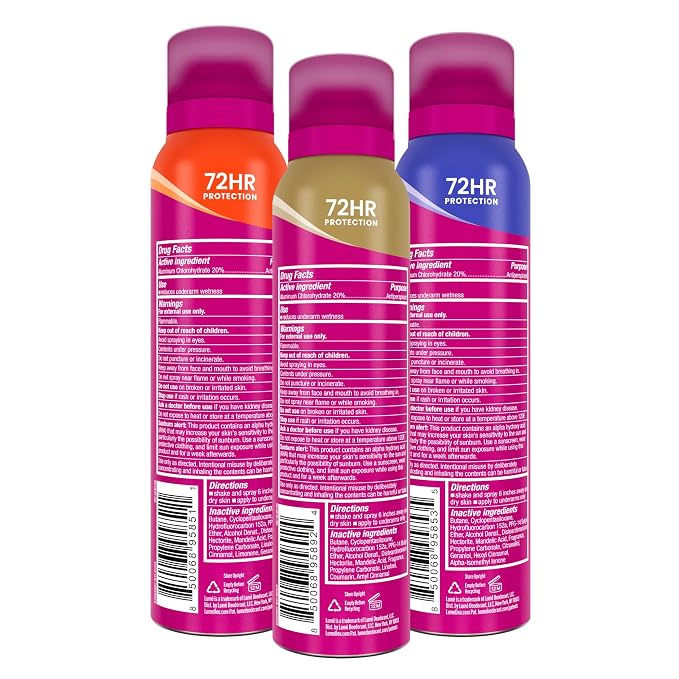 Lume Deodorant Plus Sweat Control - Invisible Spray - Extra Strength Antiperspirant For Underarms - 72 Hour Odor & Sweat Control - Baking Soda Free - 3pk (Soft Powder, Clean Tangerine, Vanilla Bliss)
