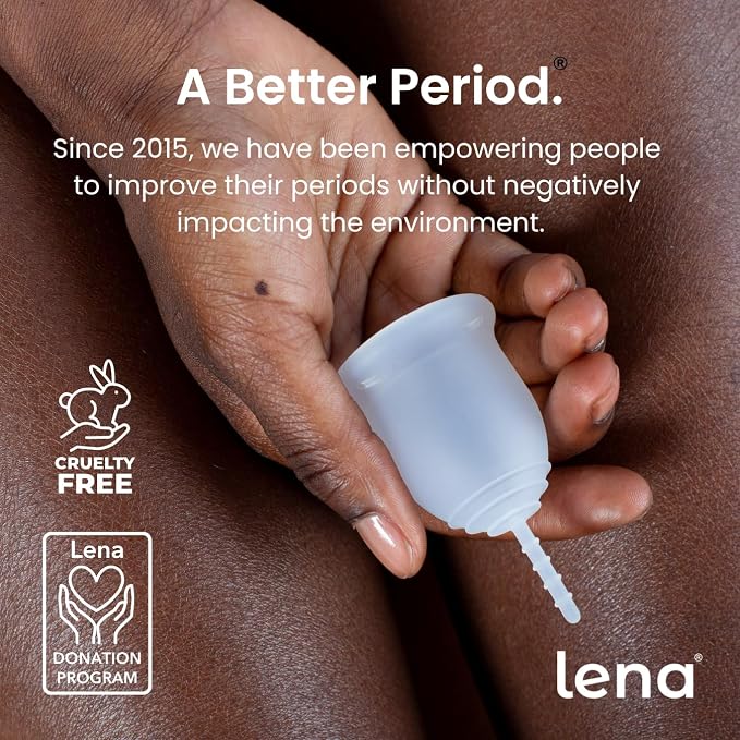 Lena Menstrual Cup Original - Soft Medical-Grade Silicone Period Cups for Women Heavy Flow, Reusable and Comfortable 12-Hour Leak-Free Protection, Beginner-Friendly Feminine Care - Large, Gray