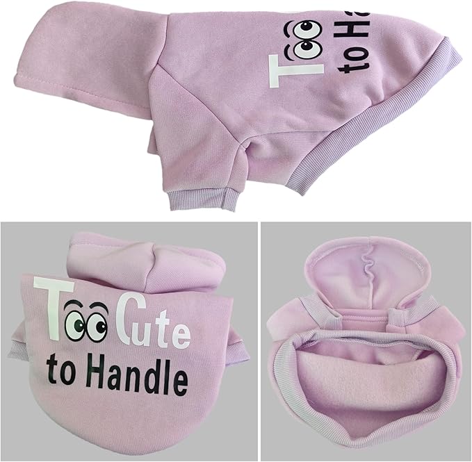 Jecikelon Winter Printed Dog Hoodies Sweatshirts Warm Clothes for Small Dogs Chihuahua Coat Puppy Clothing Cat Custume (Light Purple, Large)