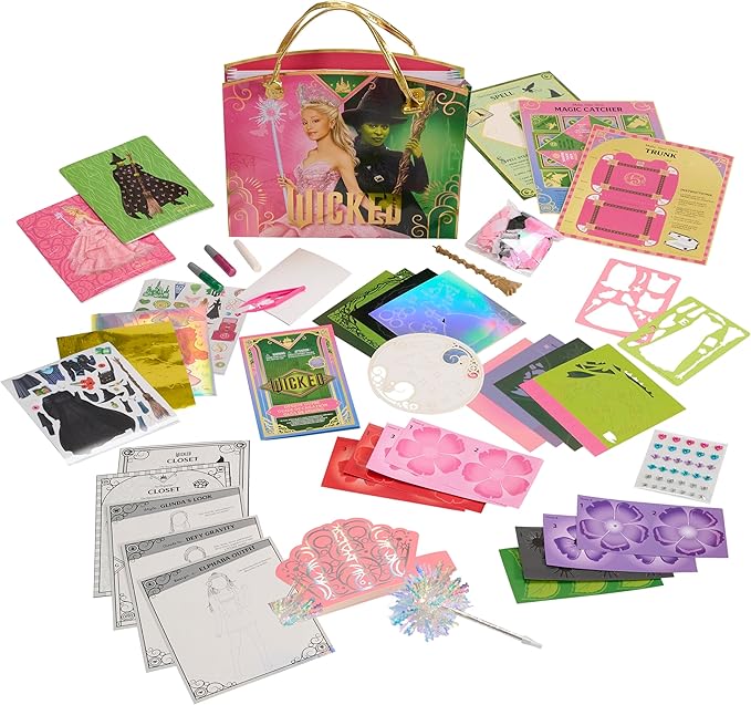 Universal Wicked Activity Tote - Kids Arts & Crafts Set with Fabric Characters, Stickers, Crown & Dress-Up Activities, Portable Craft Kit Ages 3+