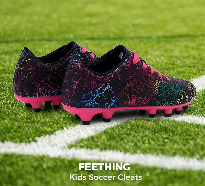 Grils Boys Soccer Cleats Youth Firm Ground FG Football Shoes Lightweight Breathable Outdoor Trainning Sport Shoes for Little/Big Kids
