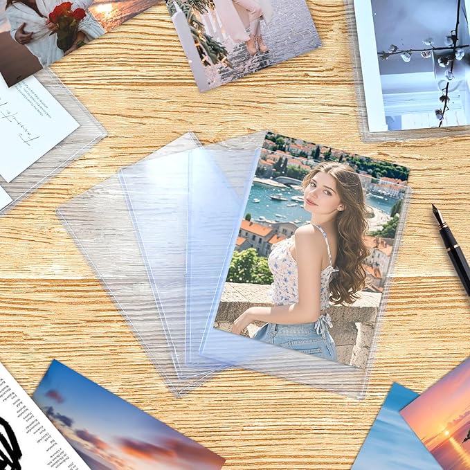 15 Pack Rigid Print Protectors 5" x 7" Clear Photo Protectors Hard Plastic Photo Sleeves Top Loading Card Plastic Sleeves