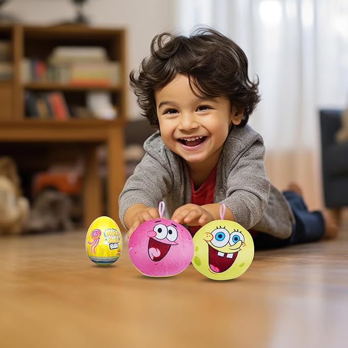 MiraBall Bibi Spongebob - Surprise Egg Capsule with Memory Foam Expandable Plush Toy – 3.7" (9.5cm) Soft Collectible with Hidden Surprises – Fun Gift for Kids, Parties, Holidays, Stocking Stuffers