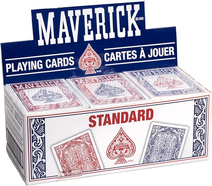Maverick Playing Cards 48 Pack, Standard Index, Red and Blue Decks, Bulk Playing Cards for Poker, Card Games, and Family Game Night