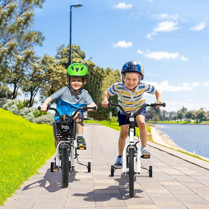 BABY JOY Kids Bike, 12 14 16 18 20 Inch Children Bikes for Boys Girls Teens 3-8 8+ Years w/Training Wheels or Kickstand, Handbrake, Coaster Brake & Removable Basket, Kids Bicycle of Multiple Colors
