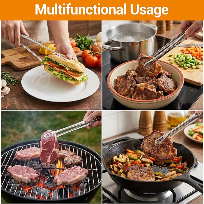 20 Pcs 11 Inches Stainless Steel Korean BBQ Grill Tongs, Kitchen Cooking Tweezers Multi-Purpose Barbecue Tong Portable Clamp Tool Kitchenware for Outdoor BBQ Home Buffet Salad Steak