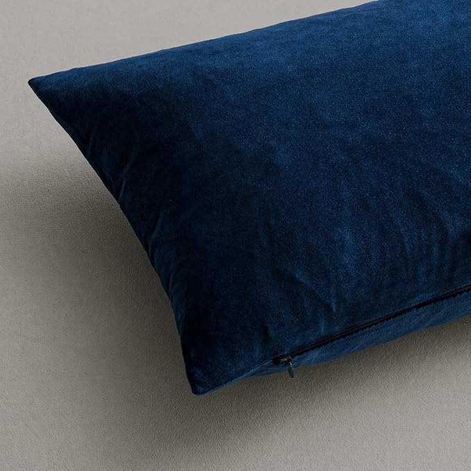 MIULEE Velvet Throw Pillow Covers 20x20 Inch Pack of 2 Dark Blue | Soft Solid Decorative Pillow Covers, Modern Luxury Home Decor, for Couch Chair Sofa Bedroom Livingroom