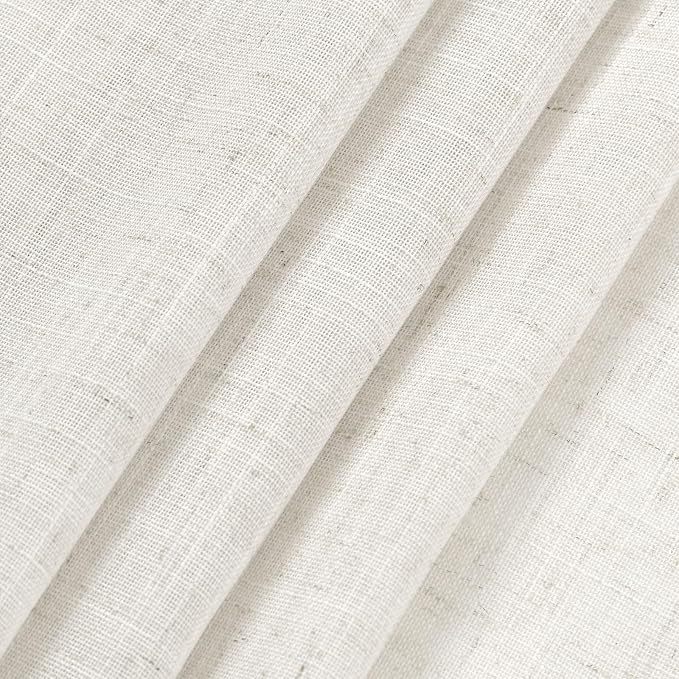 Beige White Linen Curtains 72 Inch Length for Living Room Lightweight Door Drapes 2 Panels Set for Kids Bedroom Sheer Light Filtering Back Tab Rod Pocket Curtain for Kitchen Protect Privacy 52x72