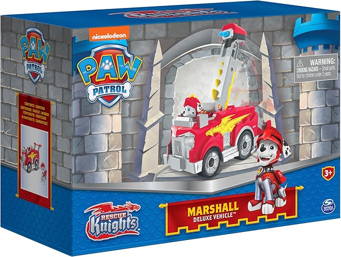Paw Patrol, Rescue Knights Marshall Transforming Toy Car with Collectible Action Figure, Kids Toys for Ages 3 and up