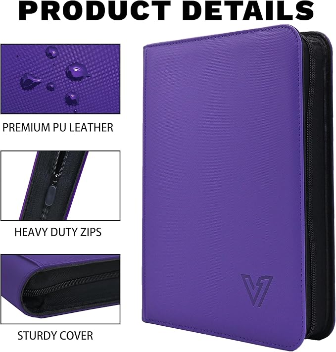 Toploaders Binder,Holds 640 Top Loaders,16 Pocket Top Loader Binder for 3" x 4"Rigid Cards,Double Sided Card Binder Abulm in 3"x4"Toploaders for Trading Cards (TOP 640 Dark Purple)