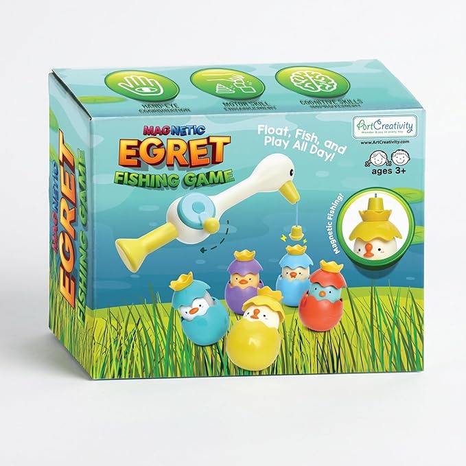 ArtCreativity Magnetic Fishing Toy - Baby Bath Game Fishing Rod with Strong Magnets Catch Floating Plastic Eggs - Waterplay Toys Set for Toddlers Boost Eye-Hand Coordination & Sensory Development