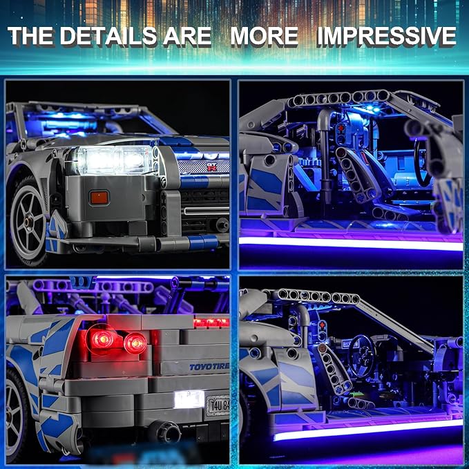 LED Light Kit for Lego 42210 2 Fast 2 Furious Nissan Skyline GT-R (R34) Car, Compatible with Lego 42210 Building Blocks Model(Not Include Blocks Set)
