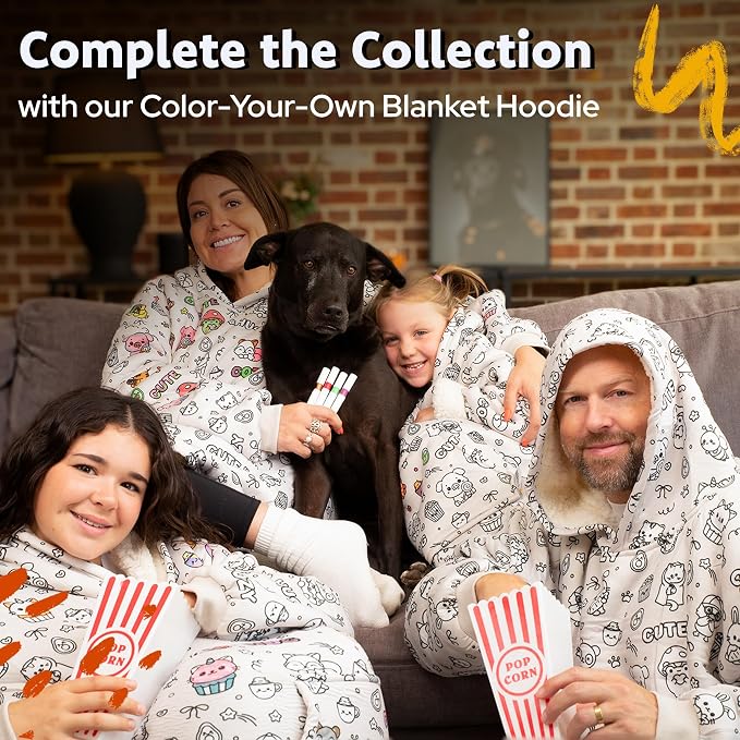Craftikit Cozy Coloring Blanket for Kids & Adults -15 Markers | 40" x 60", Fabric Markers Included, Permanent Vibrant Sherpa Fleece Design, Ages 3+, Machine Washable, Gift Wrapped