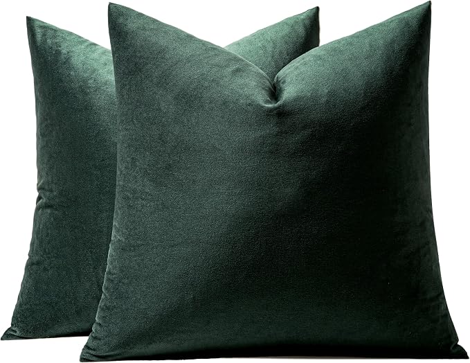 MIULEE Velvet Throw Pillow Covers 16x16 Inch Pack of 2 Army Green | Soft Solid Small Decorative Pillow Covers, Modern Luxury Home Decor, for Couch Chair Sofa Bedroom Livingroom Car