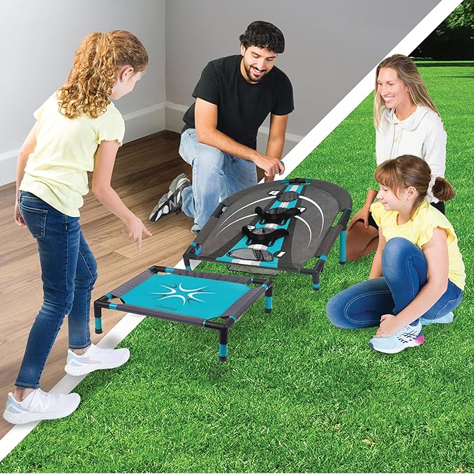 EastPoint Spring Fling Bounce Game - Single Target Set, Black/Blue - 20-Inch Trampoline for Backyard Games - Scoring Target for Outdoor Play for Adults & Family - Compact Organizer for Camping Set