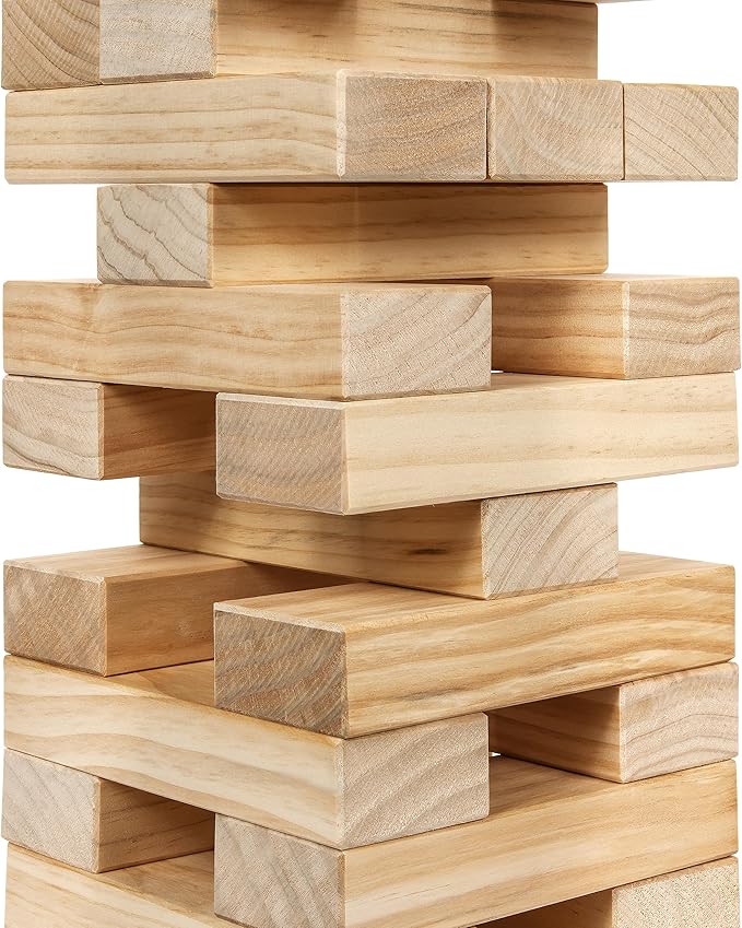Tailgating Pros Premium Giant Toppling Timbers with Tote – Jumbo Outdoor Yard Game, Tower Grows to Over 5 Feet!– Optional Tipsy Stickers Available!