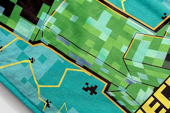 Jay Franco Kids Plush Throw Blanket – Soft & Cozy Fleece Throw for Bedroom & Couch Décor, Official Licensed Product, Teal - Minecraft, 46x60 - Throw Blanket