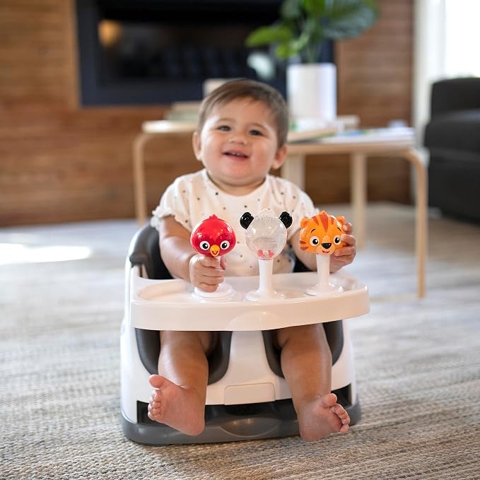 Baby Einstein Rattle & Jingle Trio High Chair Suction Toys Take-Along Musical Rattle Set Age 6 Months +, Multicolor, 3 Count