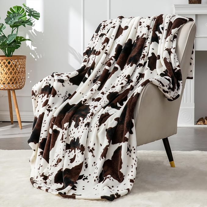 BEDELITE Fleece Blanket Soft Plush Throw for Couch Brown Cow 50"x60" | Ultra Soft Fleece, Plush Microfiber, Lightweight Warmth, All Season Comfort, Western Decor, Machine Washable, Couch Sofa Bed