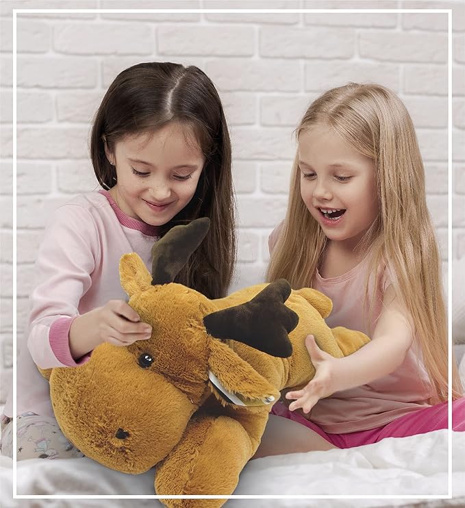 DolliBu Plush Moose Stuffed Animal Pillow Size - Super Soft Animal for Kids, Cozy Nap Buddy, Floor Pillow for Kids and Toddlers, Jumbo Hugging Plush - 30 Inch