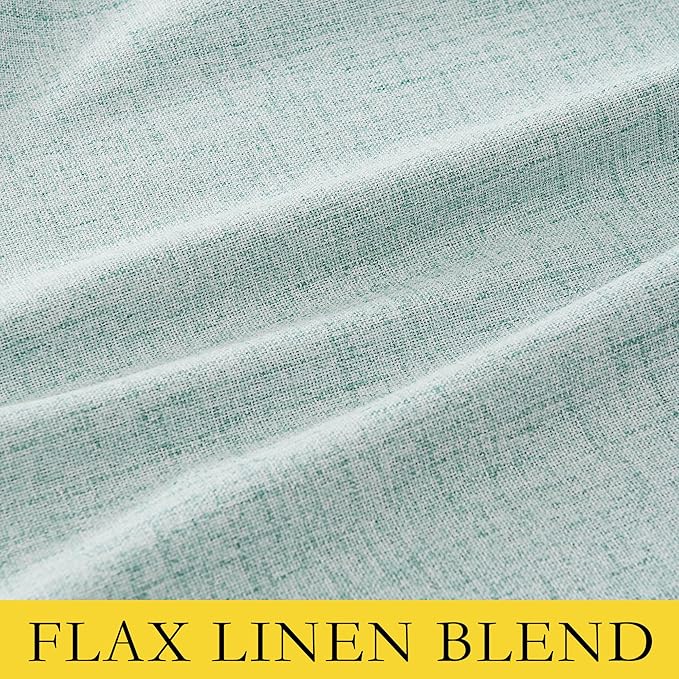 NICETOWN Full Blackout Linen Curtains for Living Room 102" Length with Thermal Insulated Liner, Farmhouse Style Keep Cool & Warm Large Window Drapes for Hall, Villa (2 Panels, 52" Wide, Seafoam Green)