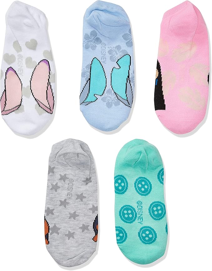 Disney Women's Lilo & Stitch 5 Pack No Show Socks
