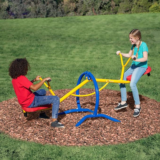 Indoor & Outdoor Playground Equipment Teeter Totters, 360 Spinning Seesaw, Swing Set for Children Exercises Age 3-12