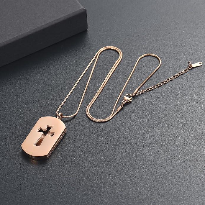 Cross Essential Oil Diffuser Necklace Aromatherapy Pendant Locket Jewelry Stainless Steel Perfume Necklace| 22 Adjustable Chain| 12 Refill Pads| Gift Box