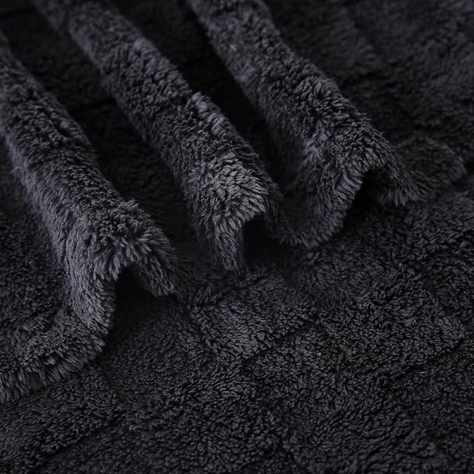 Black Fleece Throw Blanket 108”×90”Checkered Design for Couch Sofa | Super Soft Cozy Plush Microfiber 3D Square Pattern Flannel Blanket for Bed Lightweight for Adults,Women