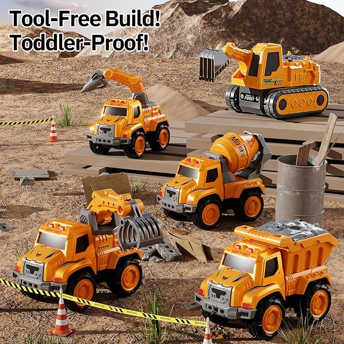 Transform Toys for Boys 4-6, 5 in 1 Take Apart Toys for Boys 3-5, Construction Excavator Transform Assembling Robot Toy for Kids, Educational Birthday Gift for 4 5 6 7 8 Year Old Boy Girls