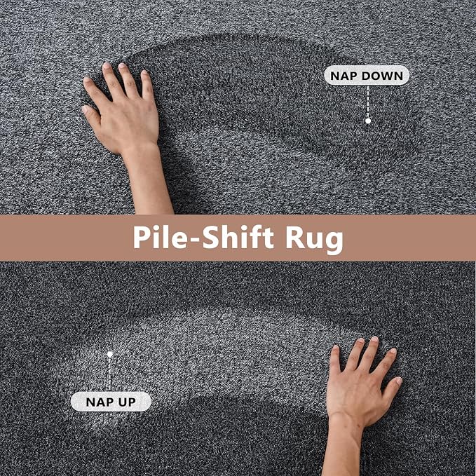 FinRèc 7x10 Washable Area Rugs for Bedroom Living Room, Low Pile Thin Rug Solid Color, Non-Slip Carpet Indoor for Home Decor (Grey)